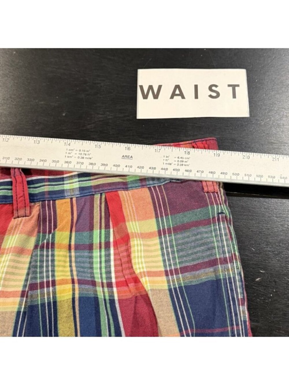 Polo Ralph Lauren Y2K Mens 38 Red Plaid Cotton Multi Color Preppy Golf - Picture 6 of 8